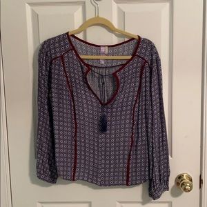 Red white and blue blouse